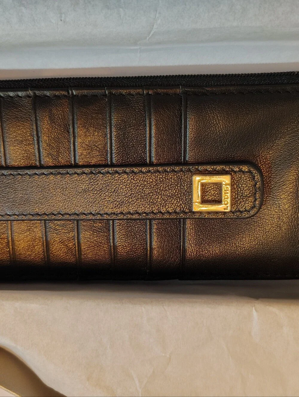 Black Leather Wallet Insert with Gold Accent